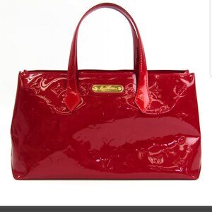 LOUIS VUITTON Monogram Vernis Wilshire PM M93642 Women's Handbag Pomme D'amour